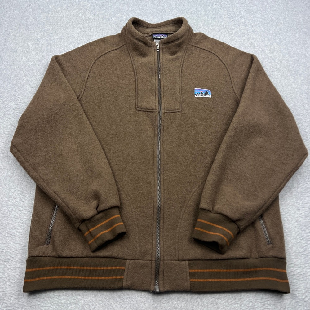 Patagonia Phil's Fleece Jacket Mens XL Brown Full Zip Wool Mock Neck Retro 25765